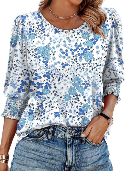 StyleBreeze – Elegant Relaxed Fit 3/4 Sleeve Top