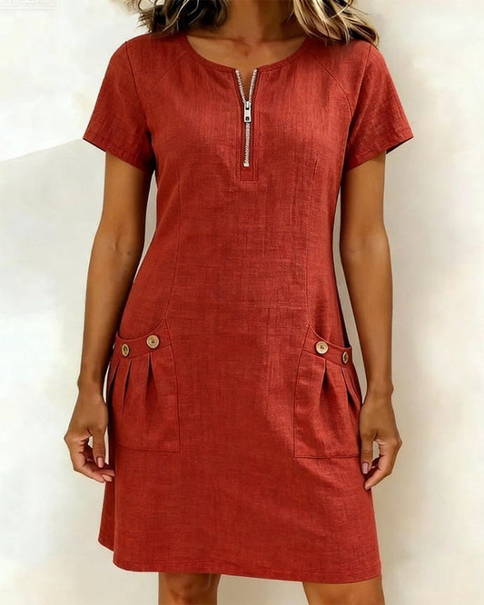 UrbanBreeze Zip – Vestido de algodón de uso diario