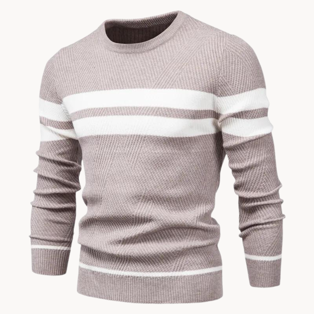 Zander Field Stripe Cotton Crewneck | BELIVITE