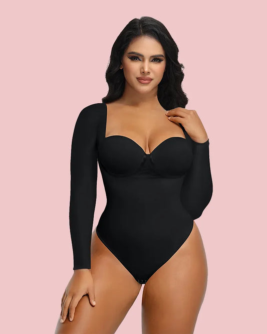 CurveLuxe – Body tanga sin costuras con cordones en la espalda