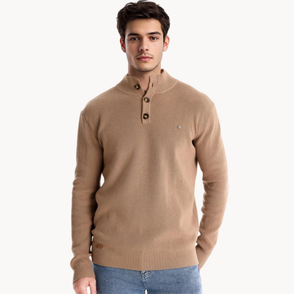 Ashton Button Mockneck Sweater | BELIVITE