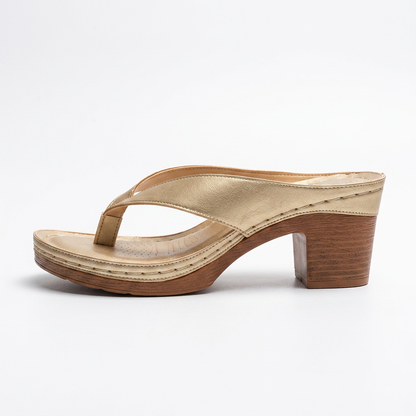 Brianna — Wood Heel Thong Sandal with Perforated Footbed