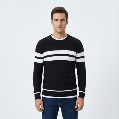 Zander Field Stripe Cotton Crewneck | BELIVITE