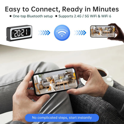 SpyraTech – Smart Alarm Clock Camera with Dual WiFi