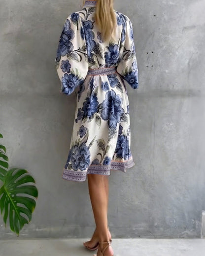 Eleganza Flow – Printed A-Line Dress