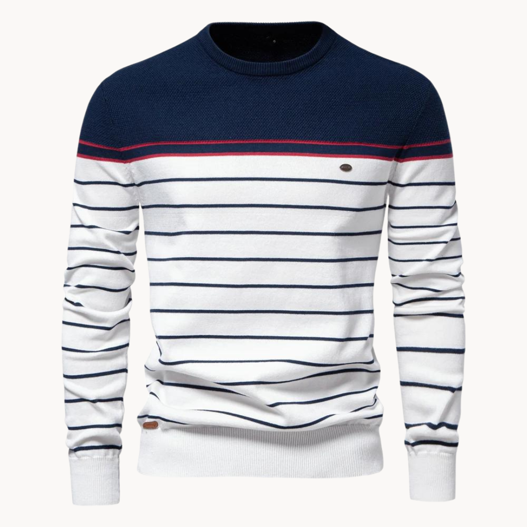 Atlantic Stripe Cotton Sweater | BELIVITE