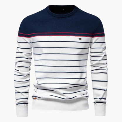 Atlantic Stripe Cotton Sweater | BELIVITE