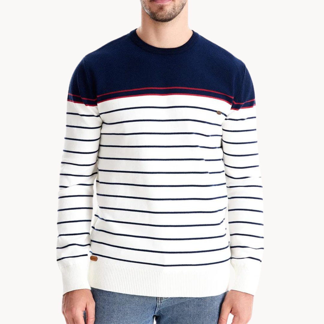 Atlantic Stripe Cotton Sweater | BELIVITE