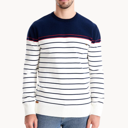 Atlantic Stripe Cotton Sweater | BELIVITE