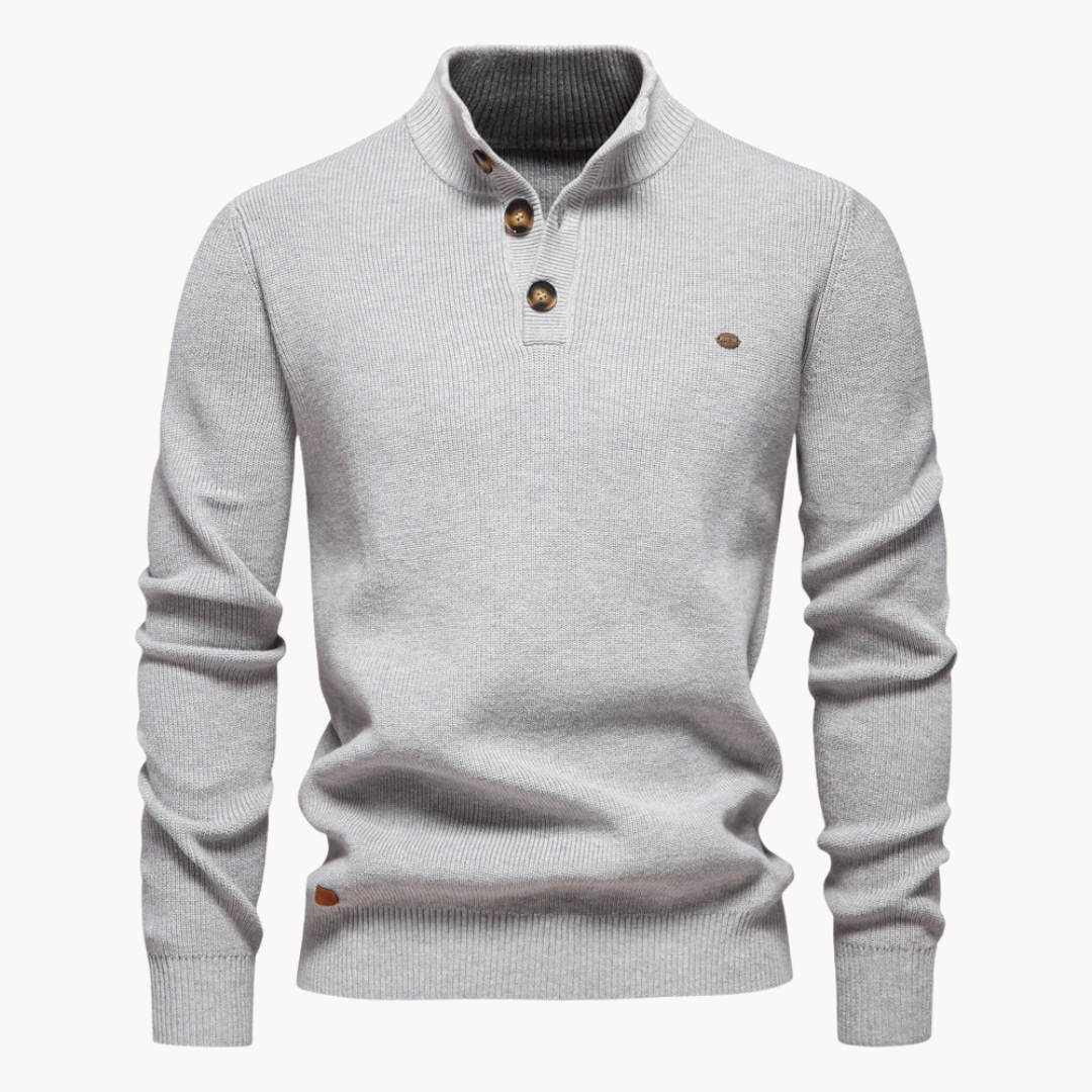 Ashton Button Mockneck Sweater | BELIVITE