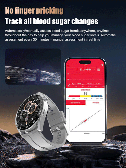 🔥HW Painless Blood Glucose ALL DAY Monitoring Smart Bluetooth Watch