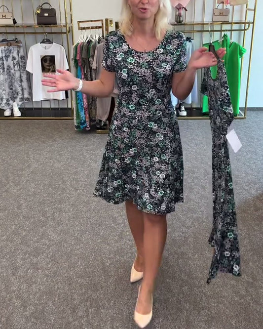 EleganceFit – Vestido Estampado de Cintura Entallada