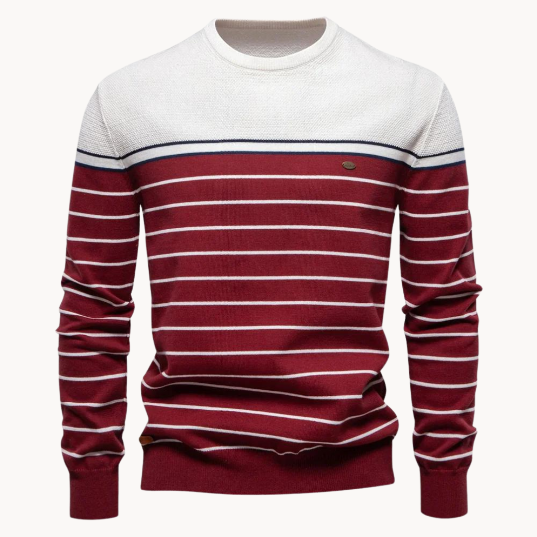 Atlantic Stripe Cotton Sweater | BELIVITE