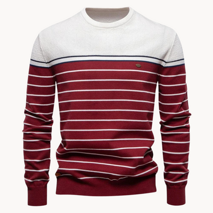 Atlantic Stripe Cotton Sweater | BELIVITE
