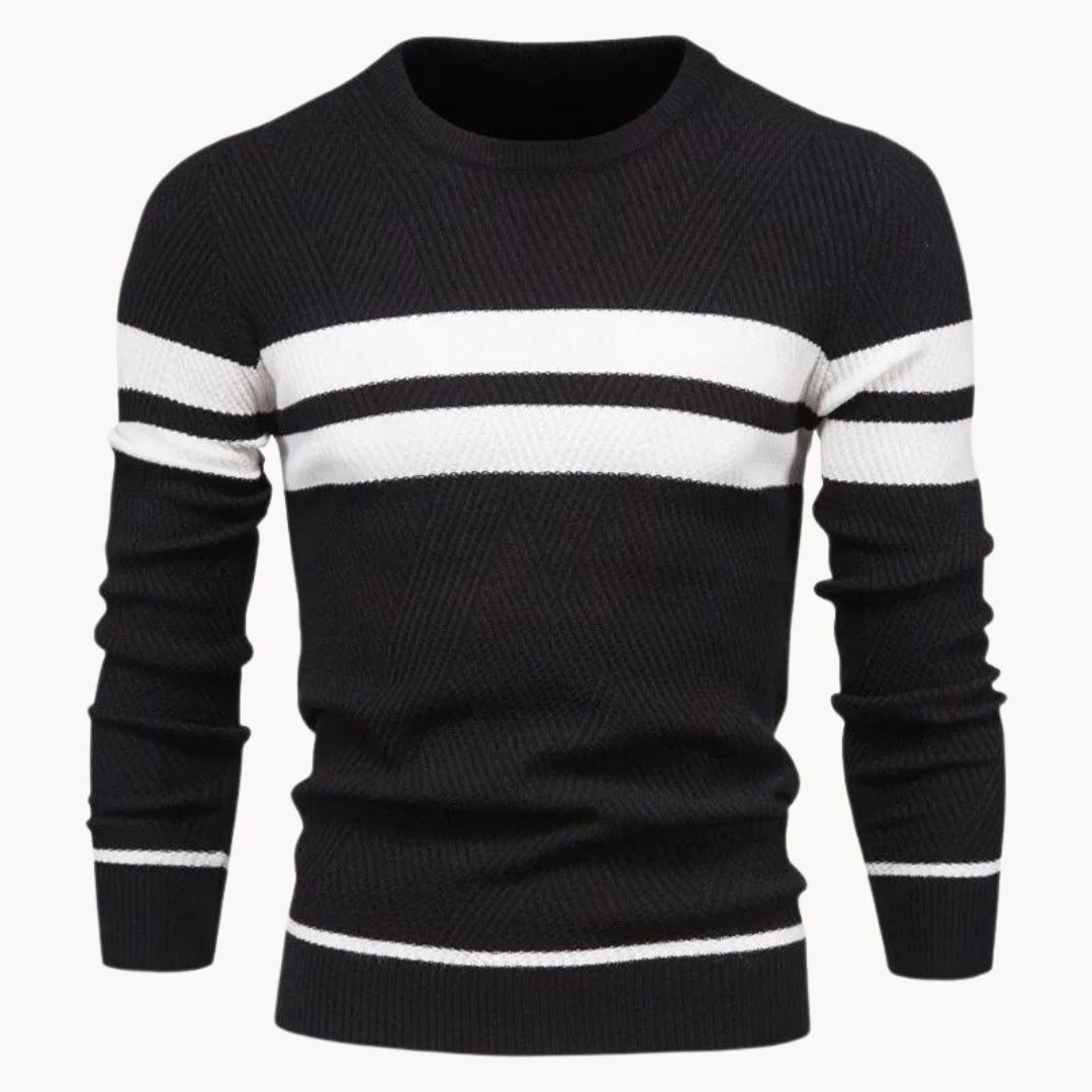 Zander Field Stripe Cotton Crewneck | BELIVITE