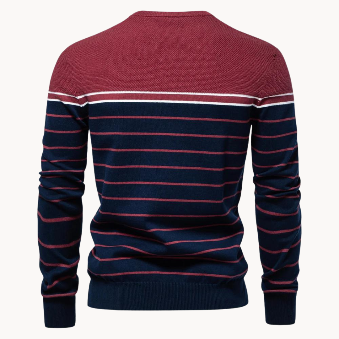 Atlantic Stripe Cotton Sweater | BELIVITE