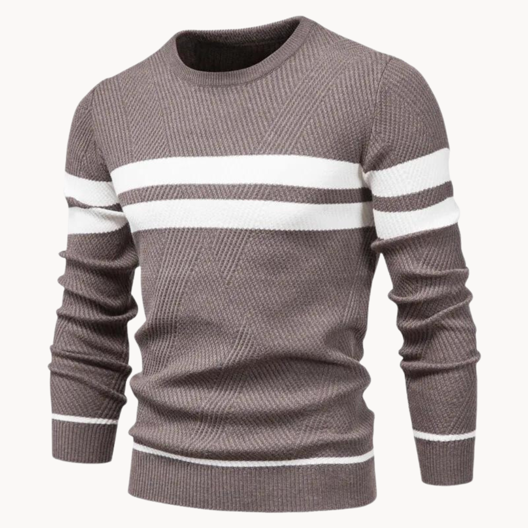 Zander Field Stripe Cotton Crewneck | BELIVITE