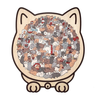 WhiskerCraft –  135 Pcs Cat Shaped Wooden Puzzle