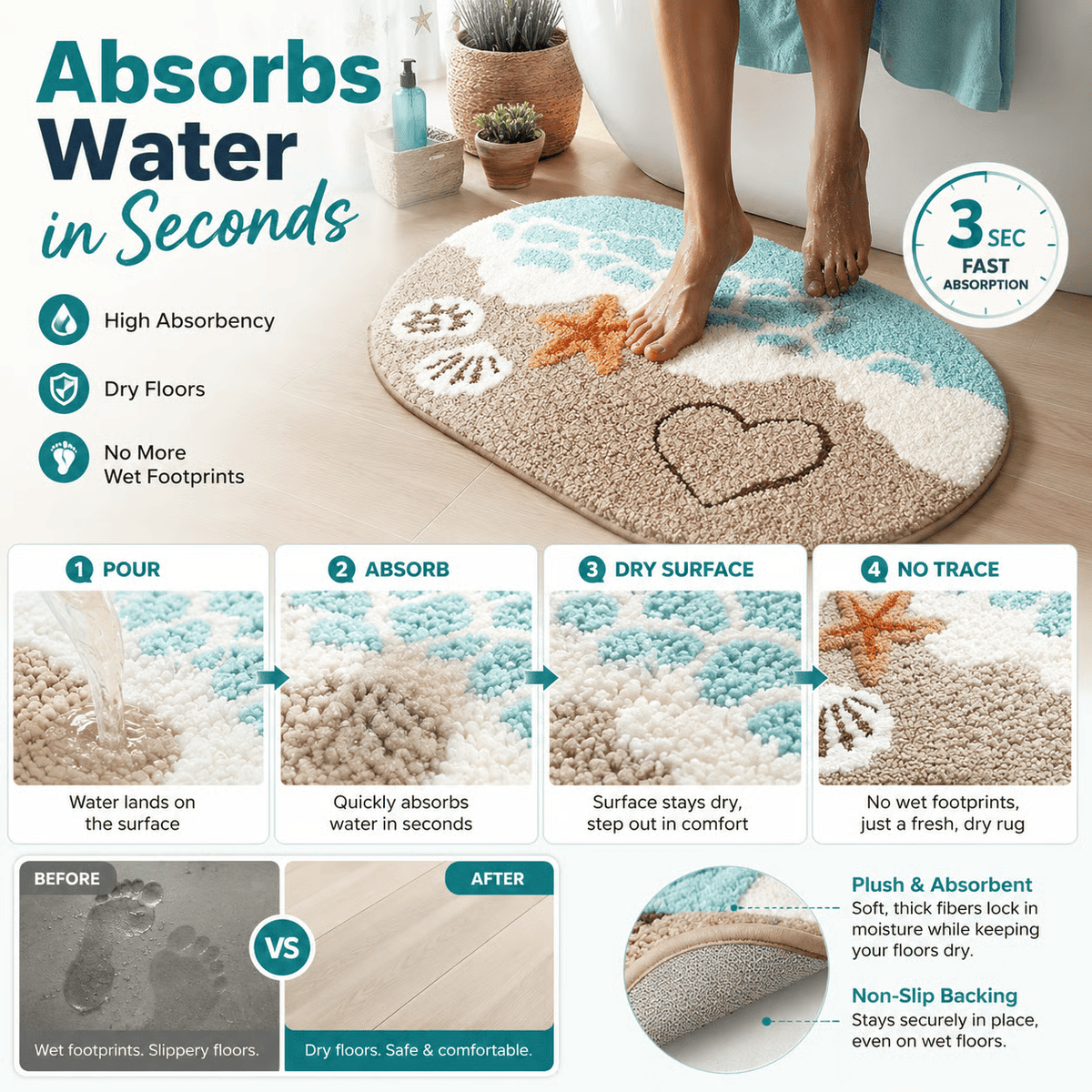 AquaCloud – Instant Dry Luxury Bath Mat