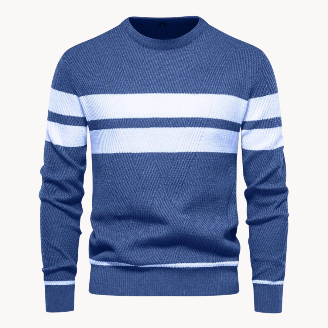 Zander Field Stripe Cotton Crewneck | BELIVITE