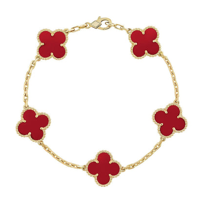 AuraLeaf – Lucky Carnelian Clover Bracelet