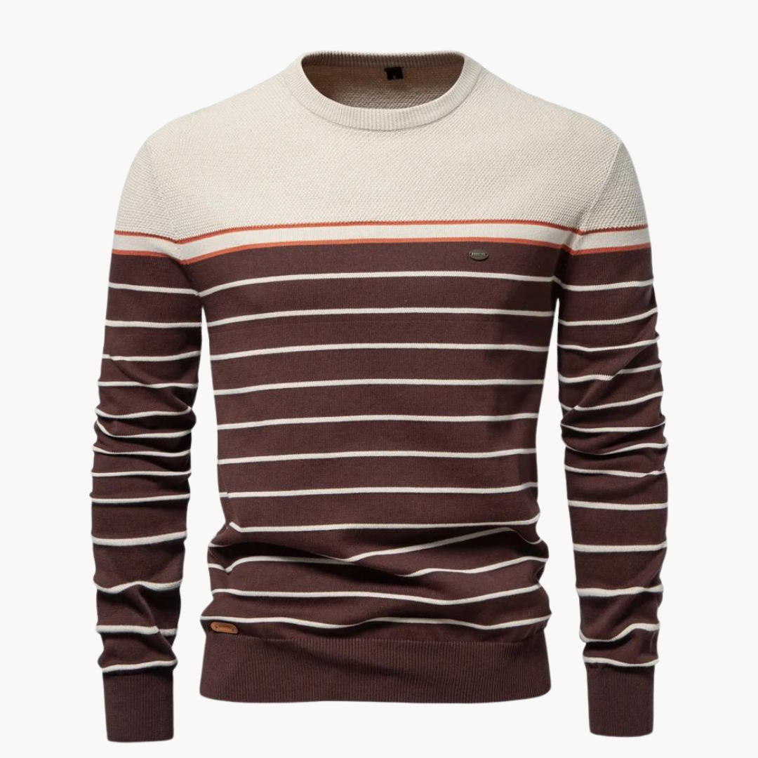 Atlantic Stripe Cotton Sweater | BELIVITE