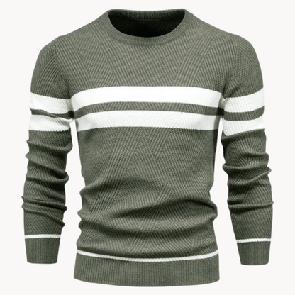 Zander Field Stripe Cotton Crewneck | BELIVITE