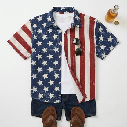 FreedomFlora – American Flag Tropical Shirt