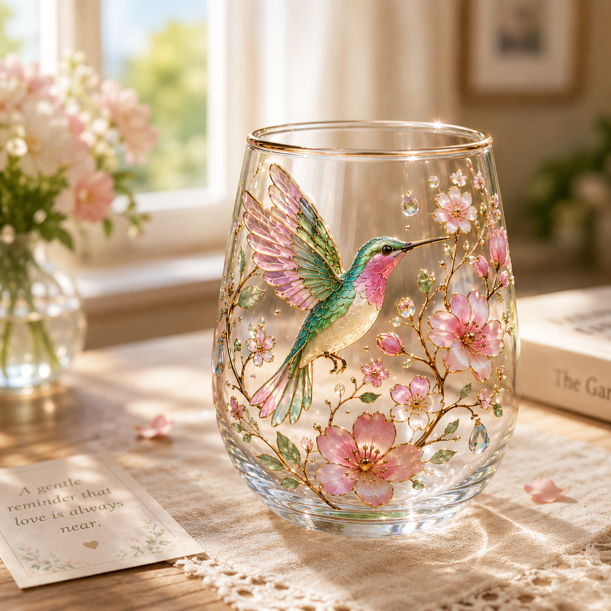 MorningMuse – Elegant Hummingbird Tea Glass