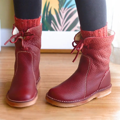 WATERPROOF LEATHER POLAR BOOTS WITH WOOL LINING | BELIVITE