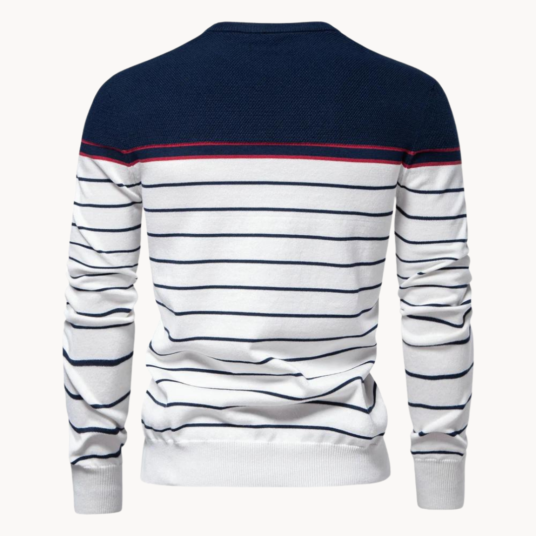 Atlantic Stripe Cotton Sweater | BELIVITE
