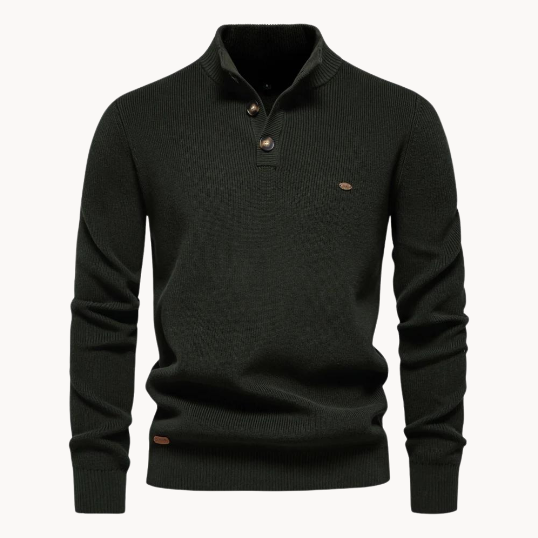 Ashton Button Mockneck Sweater | BELIVITE
