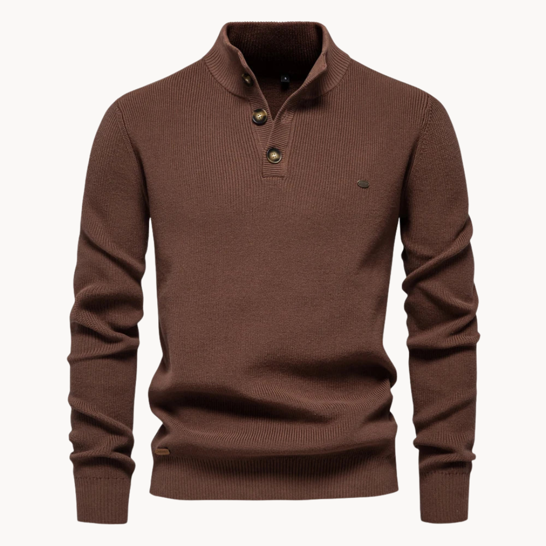 Ashton Button Mockneck Sweater | BELIVITE
