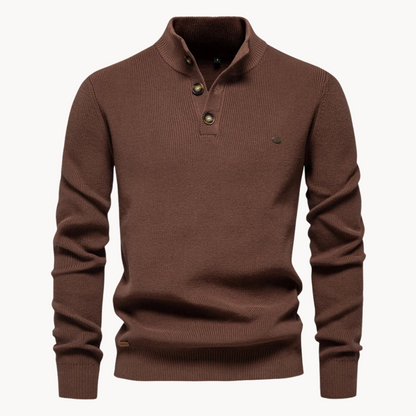 Ashton Button Mockneck Sweater | BELIVITE