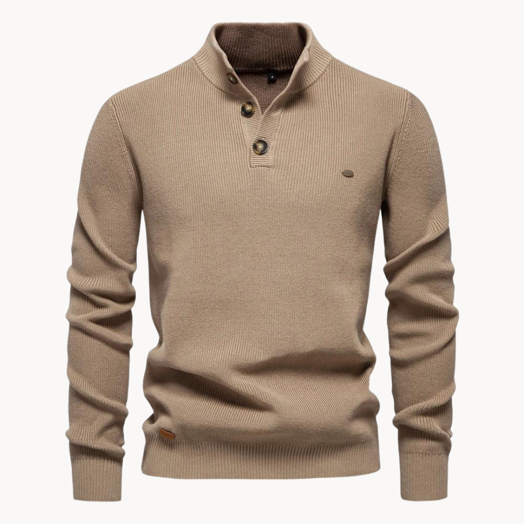 Ashton Button Mockneck Sweater | BELIVITE