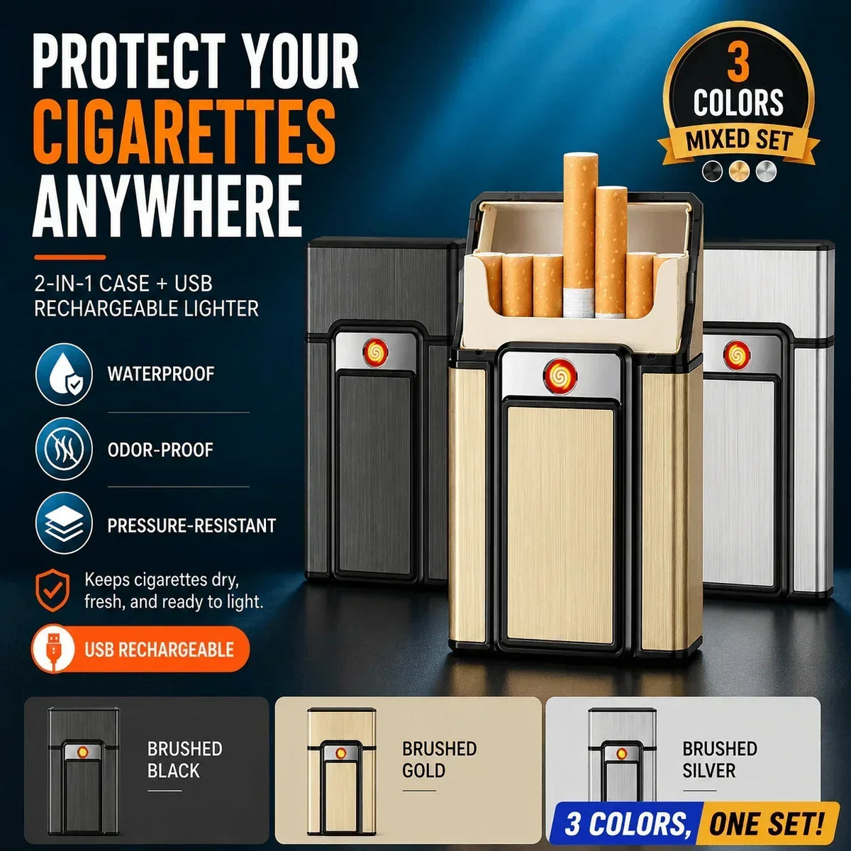 IgniteCase – 2 In 1 Cigarette Holder with USB Rechargeable Lighter