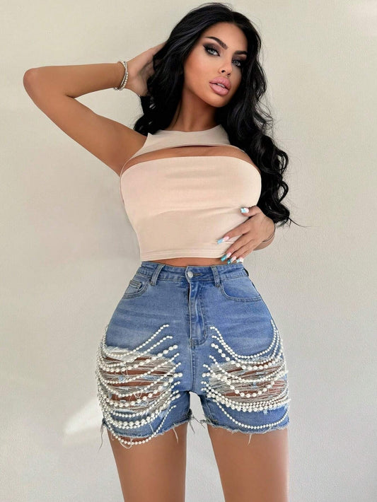 UrbanChain – Jeans de mezclilla con adornos estilo urbano