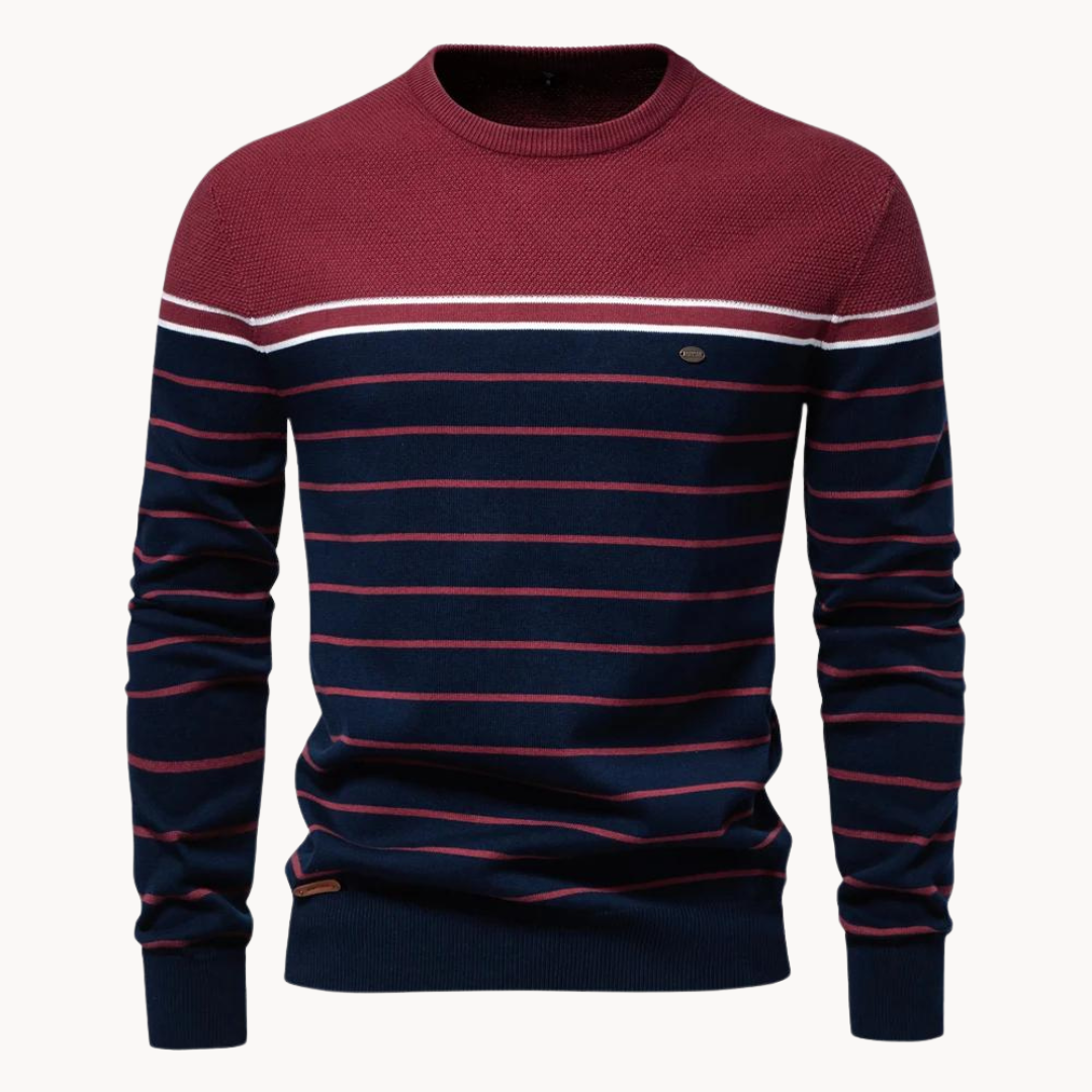 Atlantic Stripe Cotton Sweater | BELIVITE