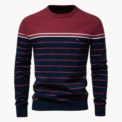 Atlantic Stripe Cotton Sweater | BELIVITE